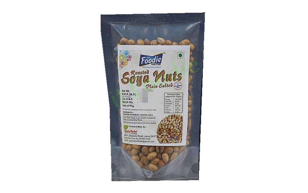 Fit Foodie Roasted Soya Nuts Plain Salted   Pack  100 grams